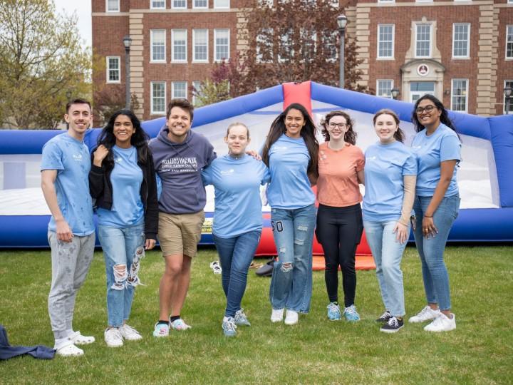 Students stand together for a group photo at Spring fest